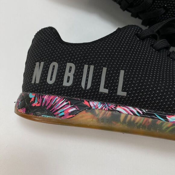 NOBULL Womens10 Black Sneakers Outwork Trainer Workout Shoes Midnight Palms - Picture 9 of 11